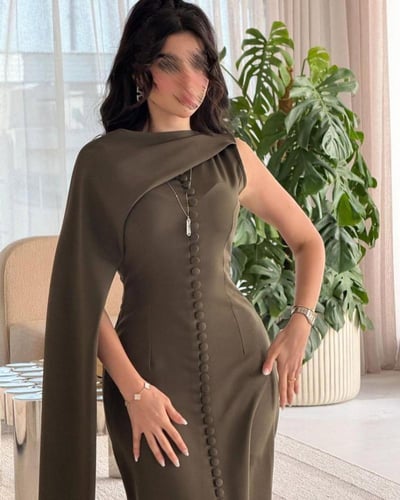 فستان سهره زيتي ناعم