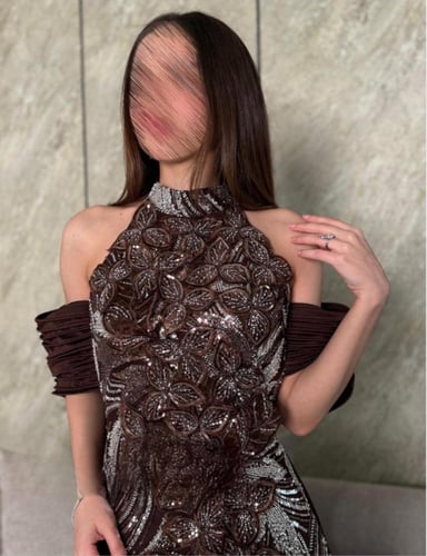 فستان بني انيق