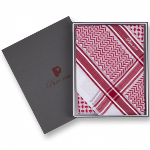 شماغ بيور روز PURE ROSE انجليزي احمر فاتح فاخرR2