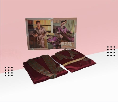 بجامة حرير رجالي 6 قطع 3917