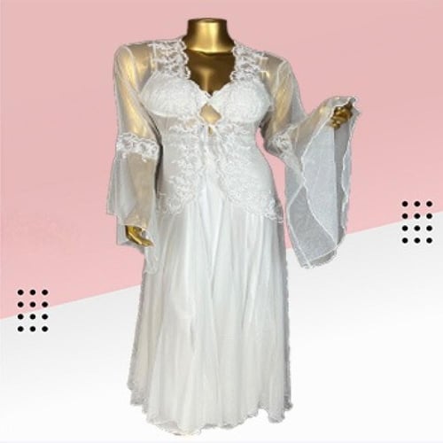 طقم عرايسي حرير طويل قطعتين 1121