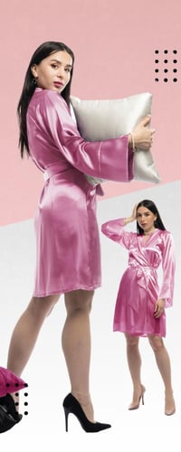 روب أستقبال عرايسي ساتان قصير 7012