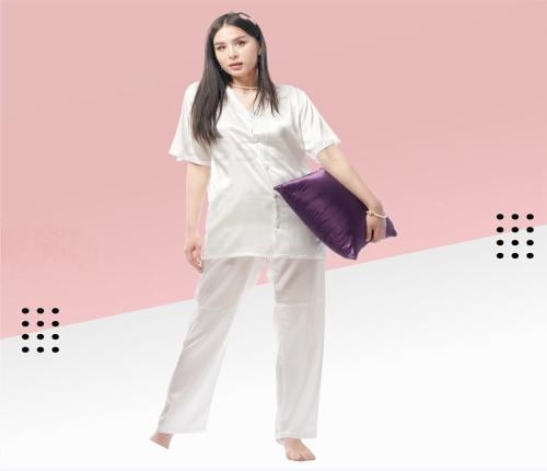 بجامة عرايسي ساتان نص كم 3031