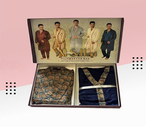 بجامة حرير رجالي 5 قطع 4108