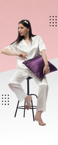 بجامة عرايسي ساتان نص كم 3031