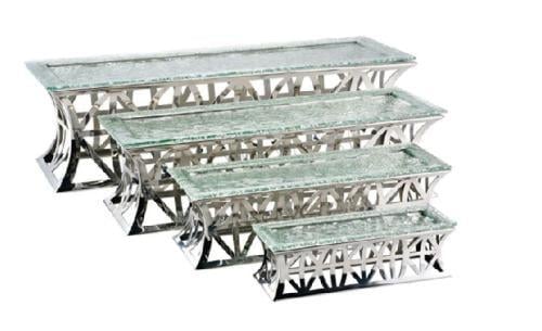 ستاند بوفية مستطيل 4 قطع مع زجاج