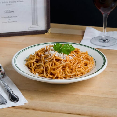 صحن بورسلان 23.5 سم عمق 2 سم خط اخضر 803