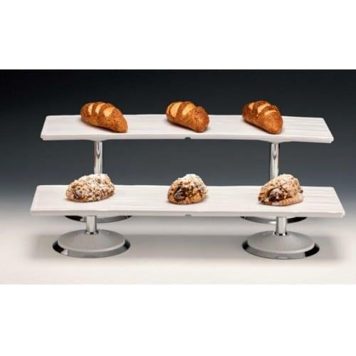 ستاند عرض بوفيه مع 2 صينية ميلامين ابيض