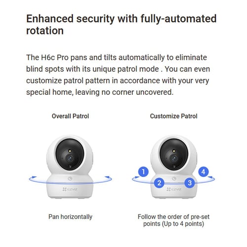EZVIZ H6c – كاميرا Wi-Fi ذكية بدقة 1080p وتحريك شا...