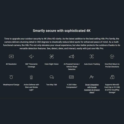 كاميرا مراقبة خارجية EZVIZ H8c Pro بدقة 4K 8 ميجاب...