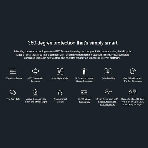 كاميرا EZVIZ H8c بدقة 1080p متحركة (Pan Tilt) خارج...