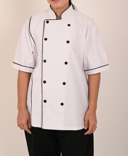 Chef coat أبيض وأسود كلاسيكي
