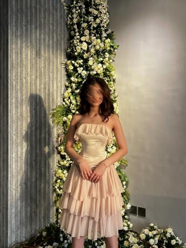 Beige dress with layers