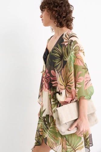 حقيبة كروس بودي مع حزام حقيبة قابل للفصل - مخطط