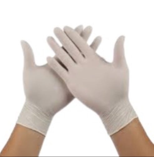 قفازات لاتكس بدون بودر عبوه 100ماليزي