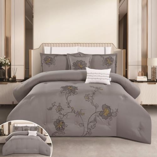 طقم لحاف نتاليا وجهين مطرز -مزدوج 8 قطع