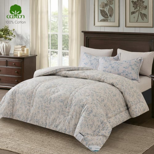 طقم لحاف قطن فاخر- مفرد ونص 4 قطع