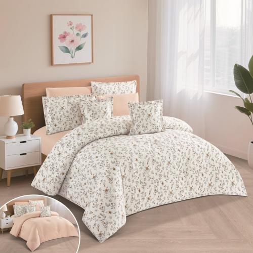 مفرش لورين قطن 100% ناعم وبارد -مقاس مزدوج 8 قطع