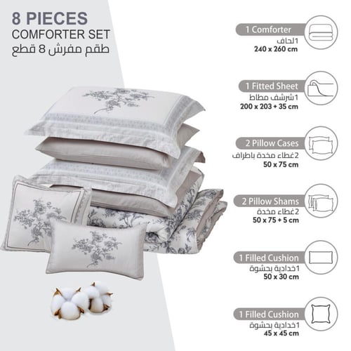 مفرش نورش وجهين قطن 100% مزدوج 6 قطع