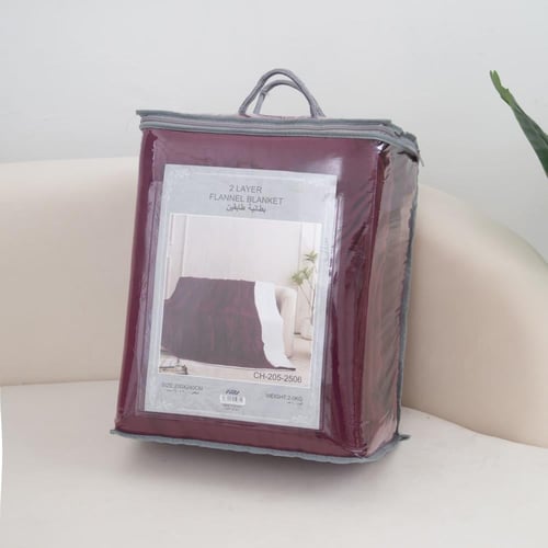 بطانية فرو الارنب لون عنابي غامق