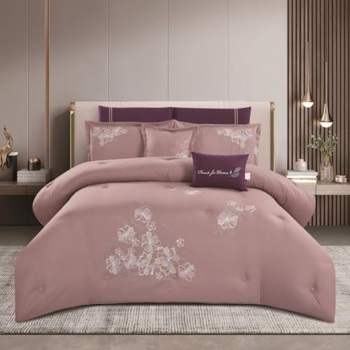 طقم لحاف نتاليا وجهين مطرز -مزدوج 8 قطع