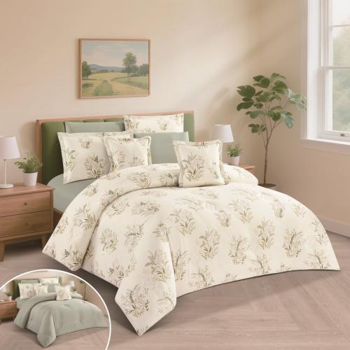 مفرش لورين قطن 100% ناعم وبارد -مقاس مزدوج 8 قطع