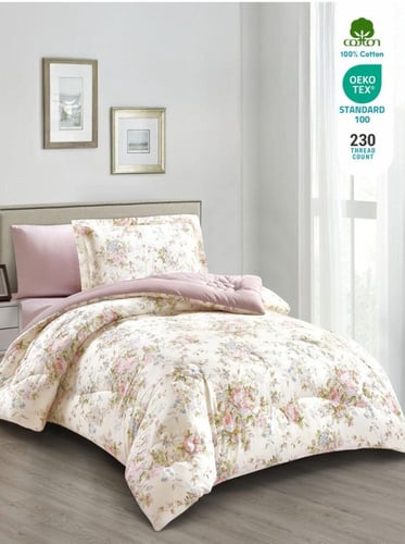 مفرش نورش وجهين قطن 100% مفرد ونص 4 قطع