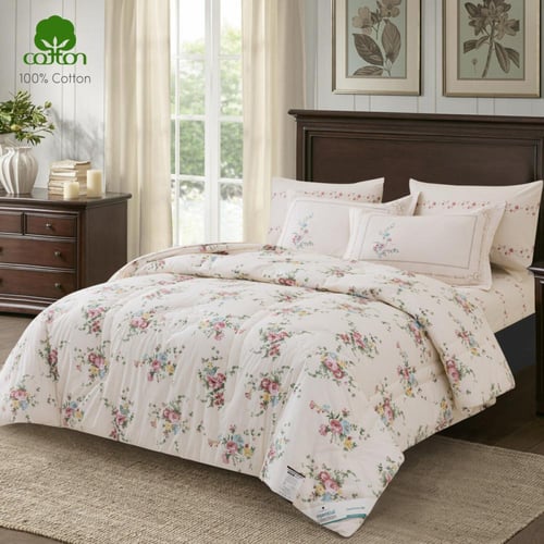 طقم لحاف قطن فاخر- مزدوج 6 قطع