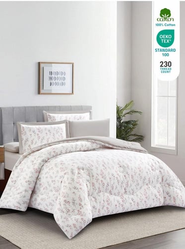 مفرش نورش وجهين قطن 100% مزدوج 6 قطع