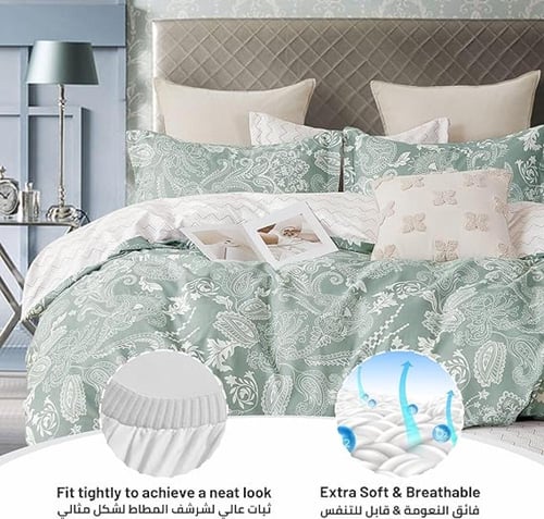طقم لحاف مزدوج منسوج من القطن الناعم 6 قطع