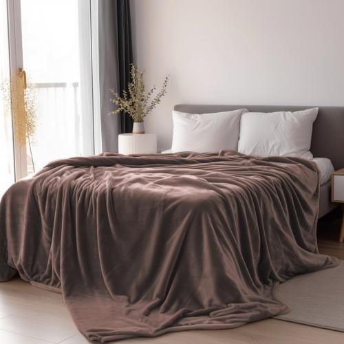 بطانية خفيفة مخمل -بني
