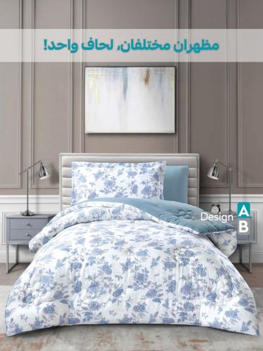 مفرش نورش وجهين قطن 100% مفرد ونص 4 قطع