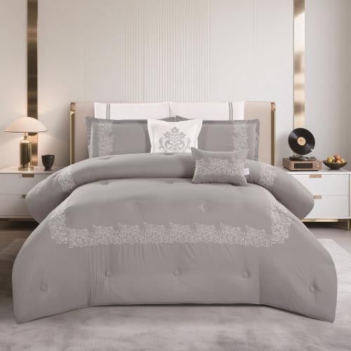 طقم لحاف نتاليا وجهين مطرز -مزدوج 8 قطع