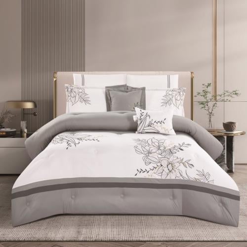 طقم لحاف نتاليا وجهين مطرز -مزدوج 8 قطع