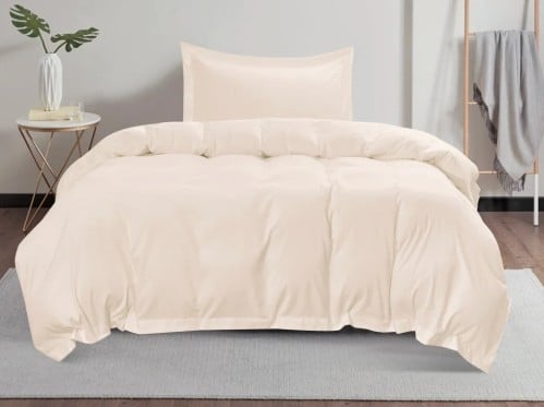 تلبيسة لحاف بدون حشوة مفرد ونص 3 قطع - بيج روز