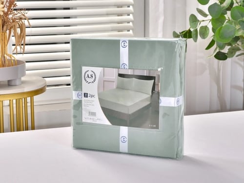 شرشف فيتد مطاط مفرد ونص 2 قطع - فيروزي