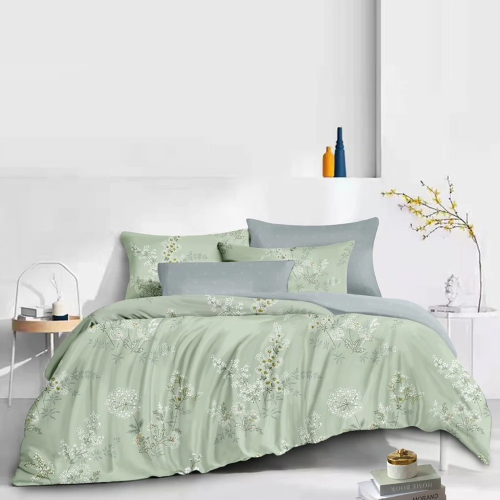 مفرش صيفي مفرد 4 قطع -اخضر عشبي -رمادي