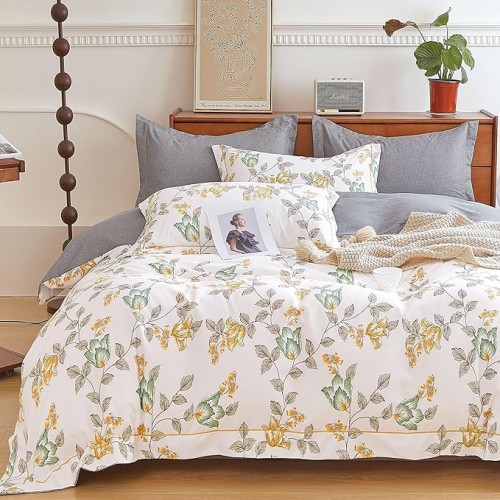 طقم لحاف مزدوج منسوج من القطن الناعم 6 قطع