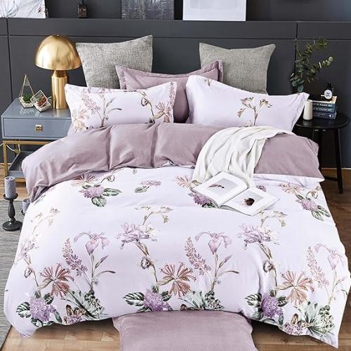 طقم لحاف مزدوج منسوج من القطن الناعم 6 قطع