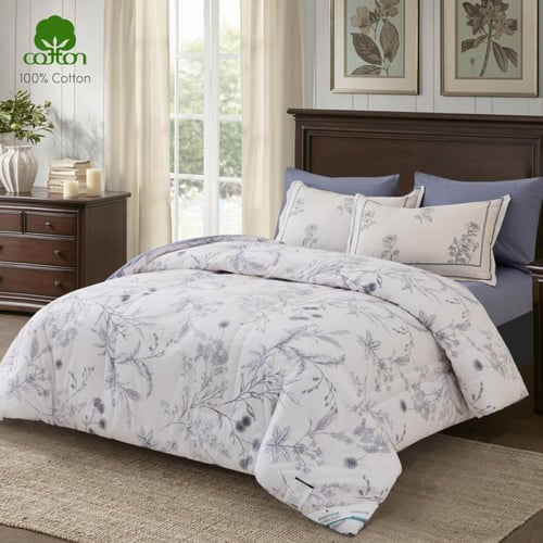 طقم لحاف قطن فاخر- مفرد ونص 4 قطع