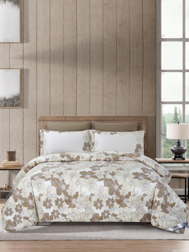 مفرش نفر ونص مطبوع بتصميم زهري انسيابي