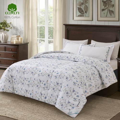 طقم لحاف قطن فاخر- مفرد ونص 4 قطع