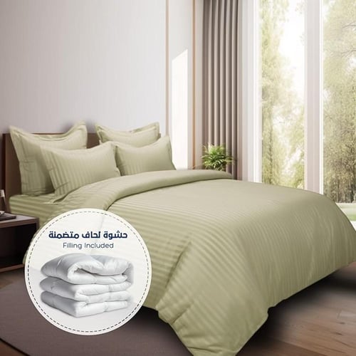 مفرش فندقي مزدوج - 9 قطع -اخضر فاتح