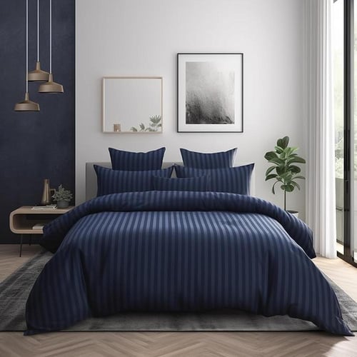 مفرش فندقي مزدوج - 9 قطع -كحلي