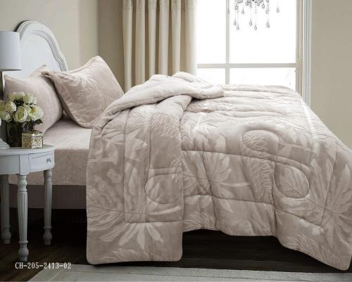 طقم لحاف ليندا الفاخر مخمل شتوي مفرد ونص 4 قطع