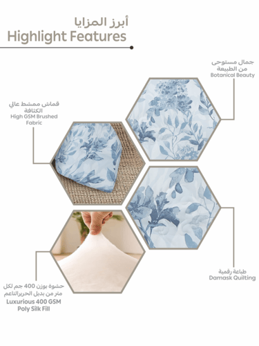 مفرش نفر ونص صيفي بنقشة زهرية كلاسيكية