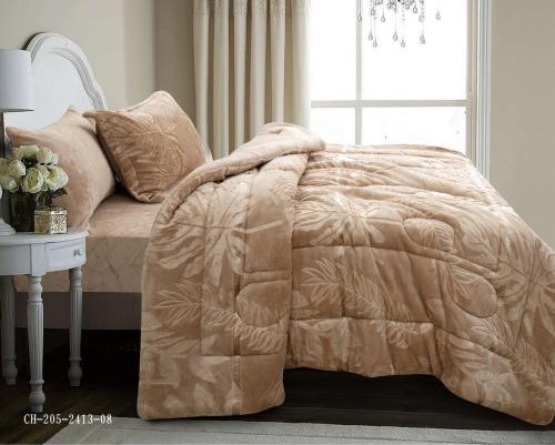 طقم لحاف ليندا الفاخر مخمل شتوي مفرد ونص 4 قطع