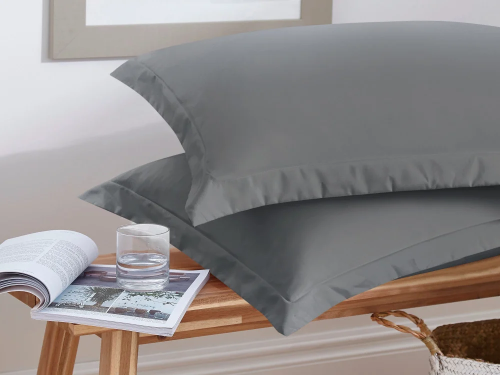 تلبيسة مخدات سادة فائقة النعومة - رمادي غامق