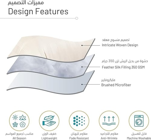طقم لحاف سرير فندقي جاكار 7 قطع ايطالي- اوف وايت