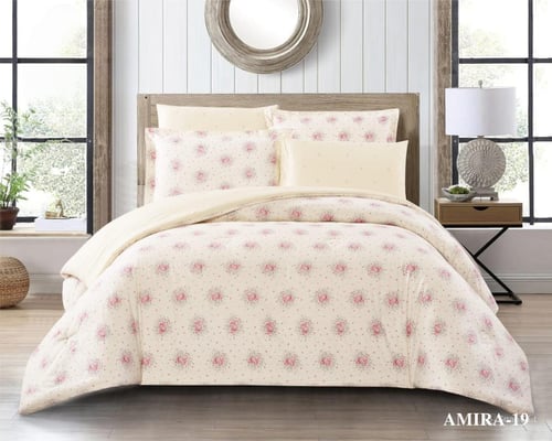 مفرش اميرا قطن مشجر ناعم - مقاس مفرد ونص 4 قطع